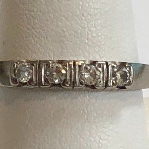 Vintage- Wedding Ring Set Beautiful White Gold And Diamonds
